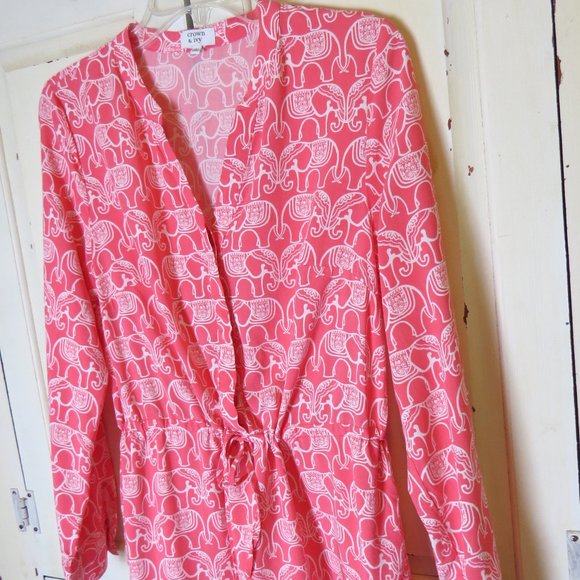**SOLD** Crown & Ivy Dress / Tunic - Size 8 - Pink - Elephant - Cinch Waist - Picture 3 of 8